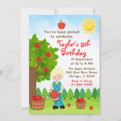 Apple Picking Birthday Blonde Hair Boy Einladung (Vorderseite)