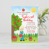 Apple Picking Birthday Blonde Hair Boy Einladung (Stehend Vorderseite)