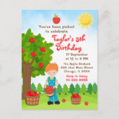 Apple Picking Birthday Red Hair Boy Postcard Postkarte (Vorderseite)