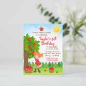Apple Picking Birthday Red Hair Girl Postcard Postkarte (Stehend Vorderseite)