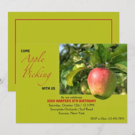 Apple Picking Einladung (Vorne/Hinten)