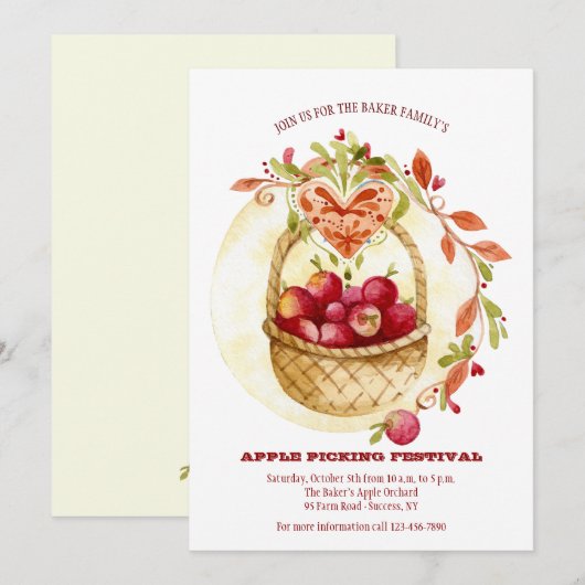 Apple Picking Festival - Einladung (Vorne/Hinten)