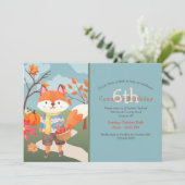 Apple Picking Fox Geburtstag Einladung (Stehend Vorderseite)