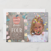 Apple Picking Party Blumenholz Foto Geburtstag Einladung (Vorderseite)