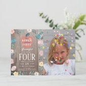 Apple Picking Party Blumenholz Foto Geburtstag Einladung (Stehend Vorderseite)