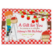Apple Picking Red Hair Boy Birthday Party Große Geschenktüte (Rückseite)