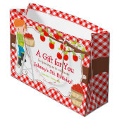 Apple Picking Red Hair Boy Birthday Party Große Geschenktüte (Rückseite Schrägansicht)