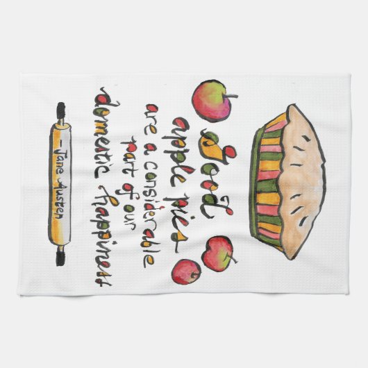 Apple Pie Backen Jane Austen Zitat Geschirrtuch (Horizontal)
