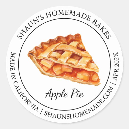 Apple Pie Backen Modernes Label Runder Aufkleber (Vorderseite)