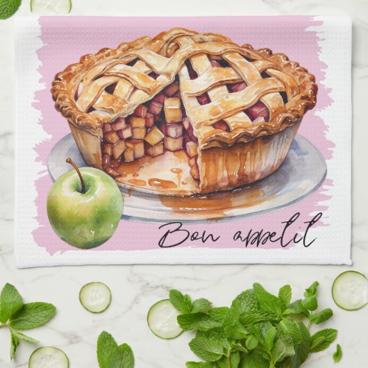Apple Pie Backrezeptur Geschirrtuch (Gefaltet)