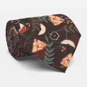 Apple Pie Floral Pattern Schwarz Krawatte (Gerollt)