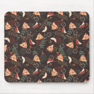Apple Pie Floral Pattern Schwarz Mousepad