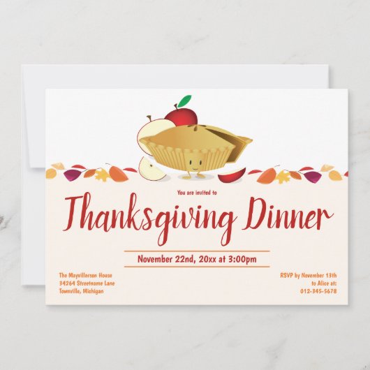 Apple Pie Food Erntedank Dinner Einladung (Vorderseite)