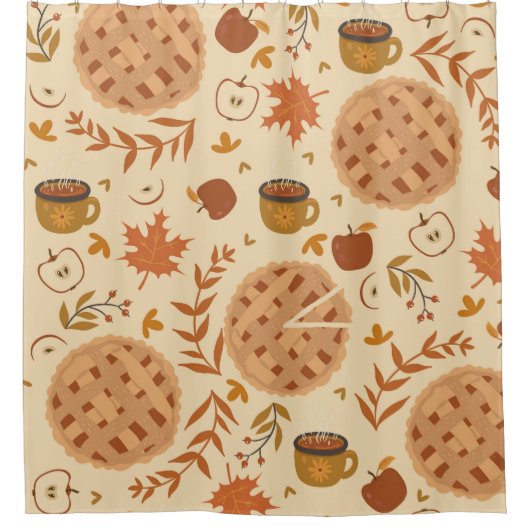 Apple Pie Herbst: Vintage Grafik Duschvorhang (Vorderseite)