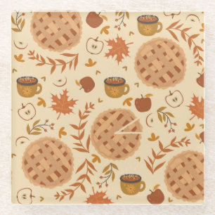 Apple Pie Herbst: Vintage Grafik Glasuntersetzer