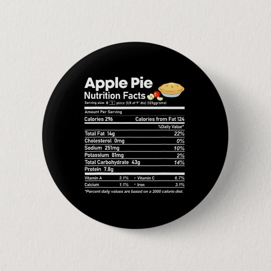 Apple Pie Nutrition Facts Fun Erntedank Christm Button (Vorderseite)