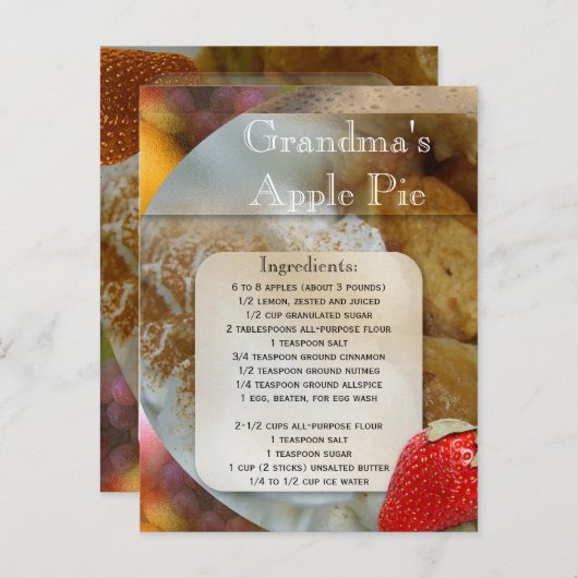 Apple Pie oder Dessert Rezept Postkarte (Vorne/Hinten)