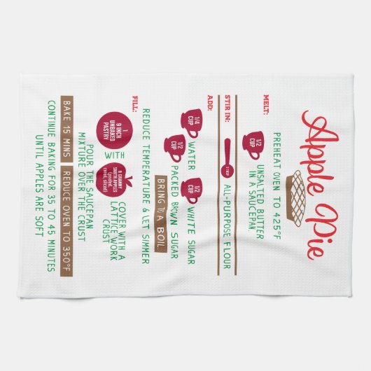 Apple Pie Recipe Geschenk Tea Küche Handtücher (Horizontal)