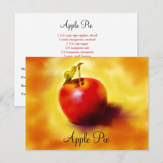 Apple Pie Rezpe Card Postkarte (Vorne/Hinten)