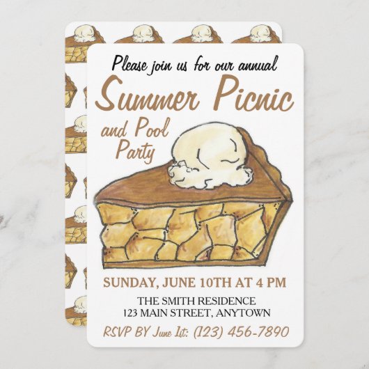 Apple Pie Slice a la Mode Ice Cream Dessert Pickni Einladung (Vorne/Hinten)