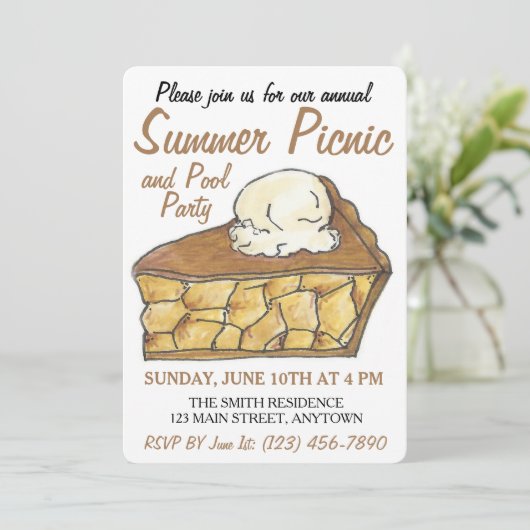 Apple Pie Slice a la Mode Ice Cream Dessert Pickni Einladung (Stehend Vorderseite)