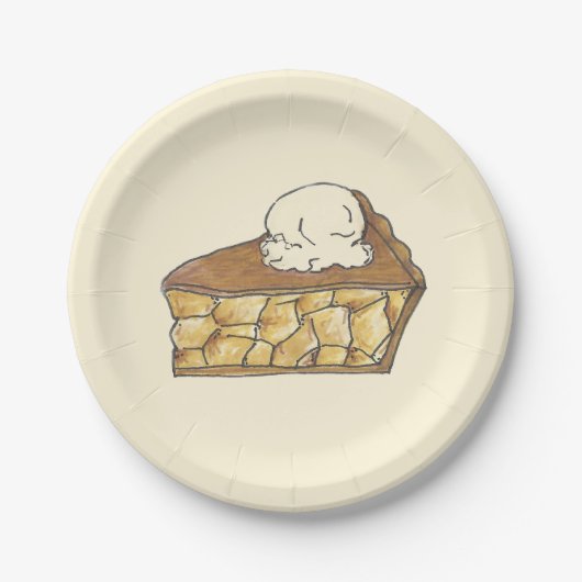 Apple Pie Slice Ice Creme Ein Dessertstück Pappteller (Vorderseite)