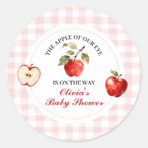 Apple Pink Bow vornehme Coquette Baby Shower Runder Aufkleber