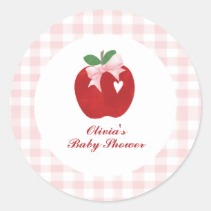 Apple Pink Schleife Vornehme Coquette Baby-Party Runder Aufkleber