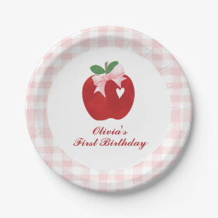 Apple Pinker Bogen Preppy Coquette 1. Geburtstag Pappteller