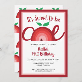 Apple Rainbow, Sweet to be One, 1. Geburtstag Einladung