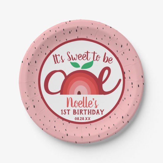 Apple Rainbow, Sweet to be One, 1st Birthday Paper Pappteller (Vorderseite)