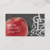 Apple & Random Alphabets Chalkboard School Teacher Visitenkarte (Vorderseite)