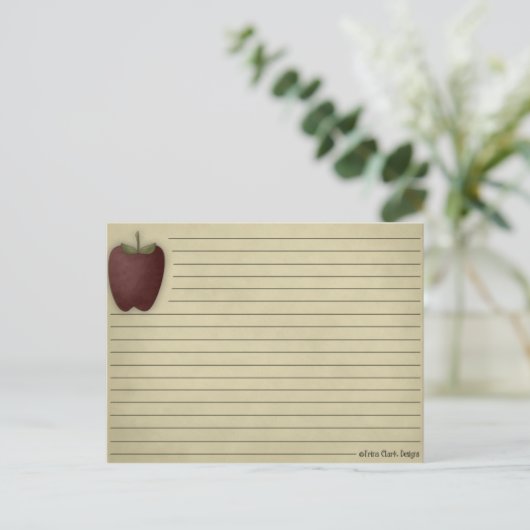 Apple Recipe Card Postkarte (Stehend Vorderseite)