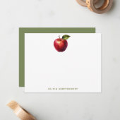 Apple Red and Green Teacher Personal Mitteilungskarte (Vorderseite/Rückseite Beispiel)