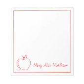 Apple Red and White Personalisiert Notizblock (Vorderseite)