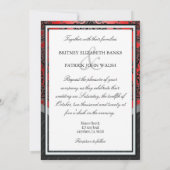 Apple Red & Black Damask Hochzeitsempfang Einladung (Rückseite)