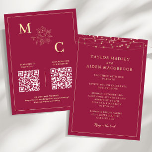 Apple Red Elegant QR Code Hochzeit Einladung