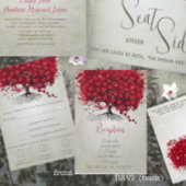 Apple Red Heart Leaf Black Tree Wedding RSVP Karte