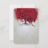 Apple Red Heart Leaf Black Tree Wedding RSVP Karte (Rückseite)