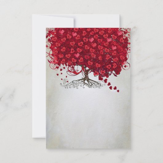 Apple Red Heart Leaf Wedding RSVP (Rückseite)
