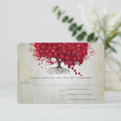 Apple Red Heart Leaf Wedding RSVP (Stehend Vorderseite)