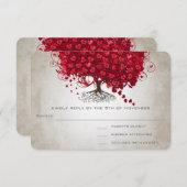 Apple Red Heart Leaf Wedding RSVP (Vorne/Hinten)