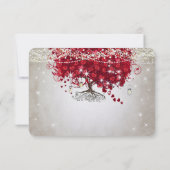 Apple Red Heart Leaf Wedding RSVP Karte (Rückseite)