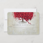 Apple Red Heart Leaf Wedding RSVP Karte (Vorderseite)