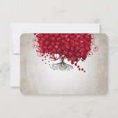 Apple Red Heart Leaf Wedding RSVP Karte (Rückseite)