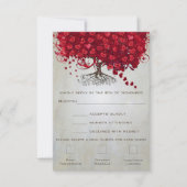 Apple Red Heart Leaf Wedding RSVP Karte (Vorderseite)