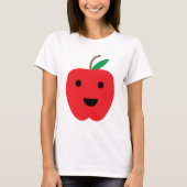 Apple Red Niedlich Kawaii Face T-Shirt (Vorderseite)