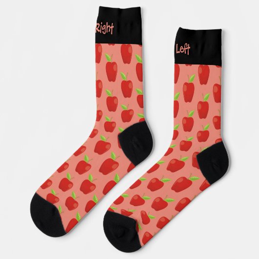 Apple Red Pattern Socks Socken (Linkes Detail)