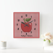 Apple (rot) quadratische wanduhr (Zuhause)