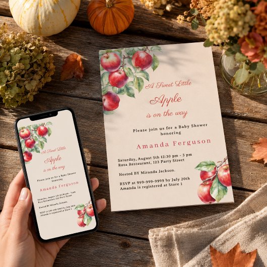 Apple rotes Gingham Mädchen Baby Shower Einladung